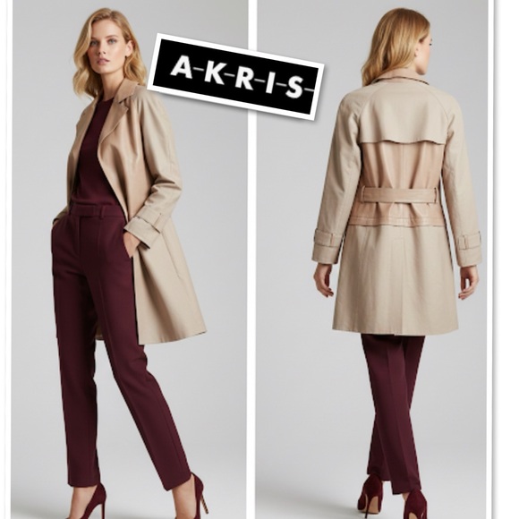 Akris Jackets & Blazers - AKRIS Convertible 2in1 Lamb Leather & Cotton Trench-coat Jacket Desert Beige Sz6